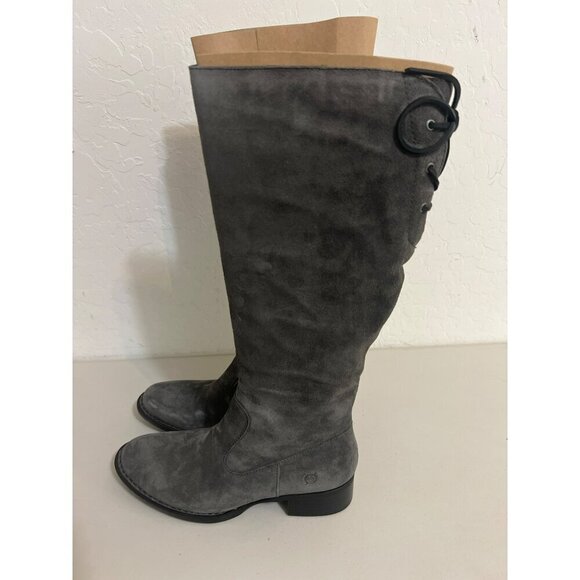 Born Cotto Women Boots New Sz 7.5M Grey Carbon Suede Leather Riding Boots - Picture 2 of 7